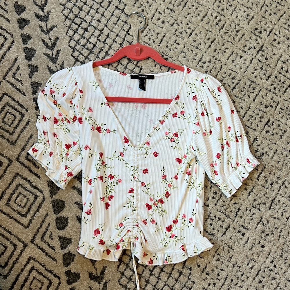Rushed Floral Print Top